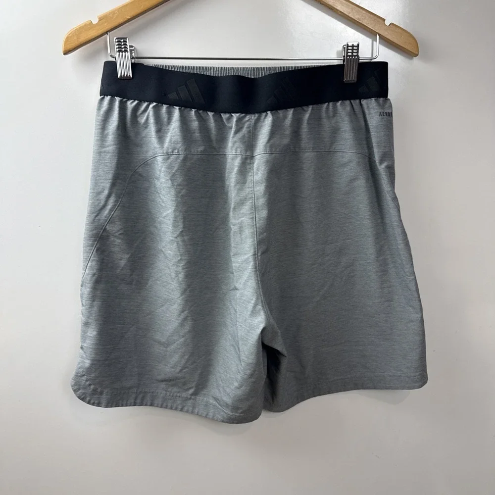 Adidas Gray Athletic Shorts with Black Waistband, Size Medium Gym Shorts Workout